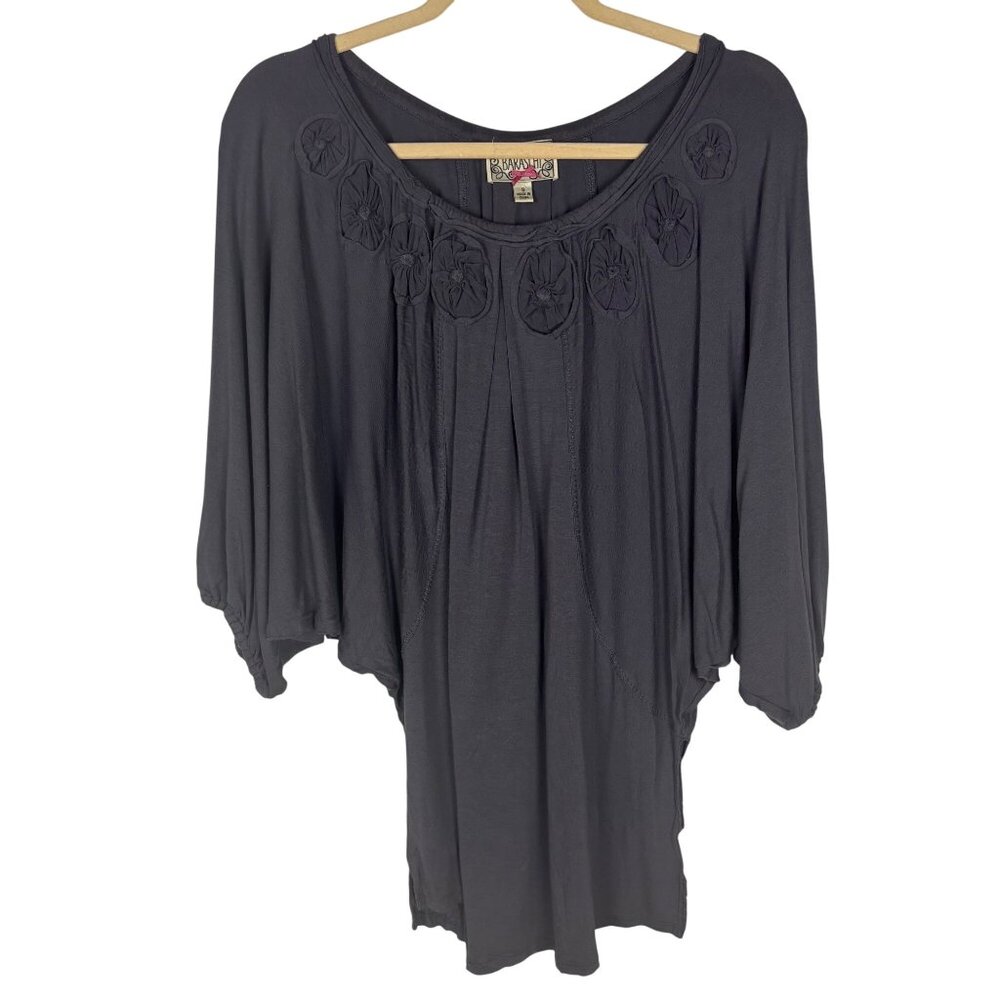Anthropologie Yoana Baraschi S Gray Tunic Top Dolman Sleeve Artsy Boho VTG y2k